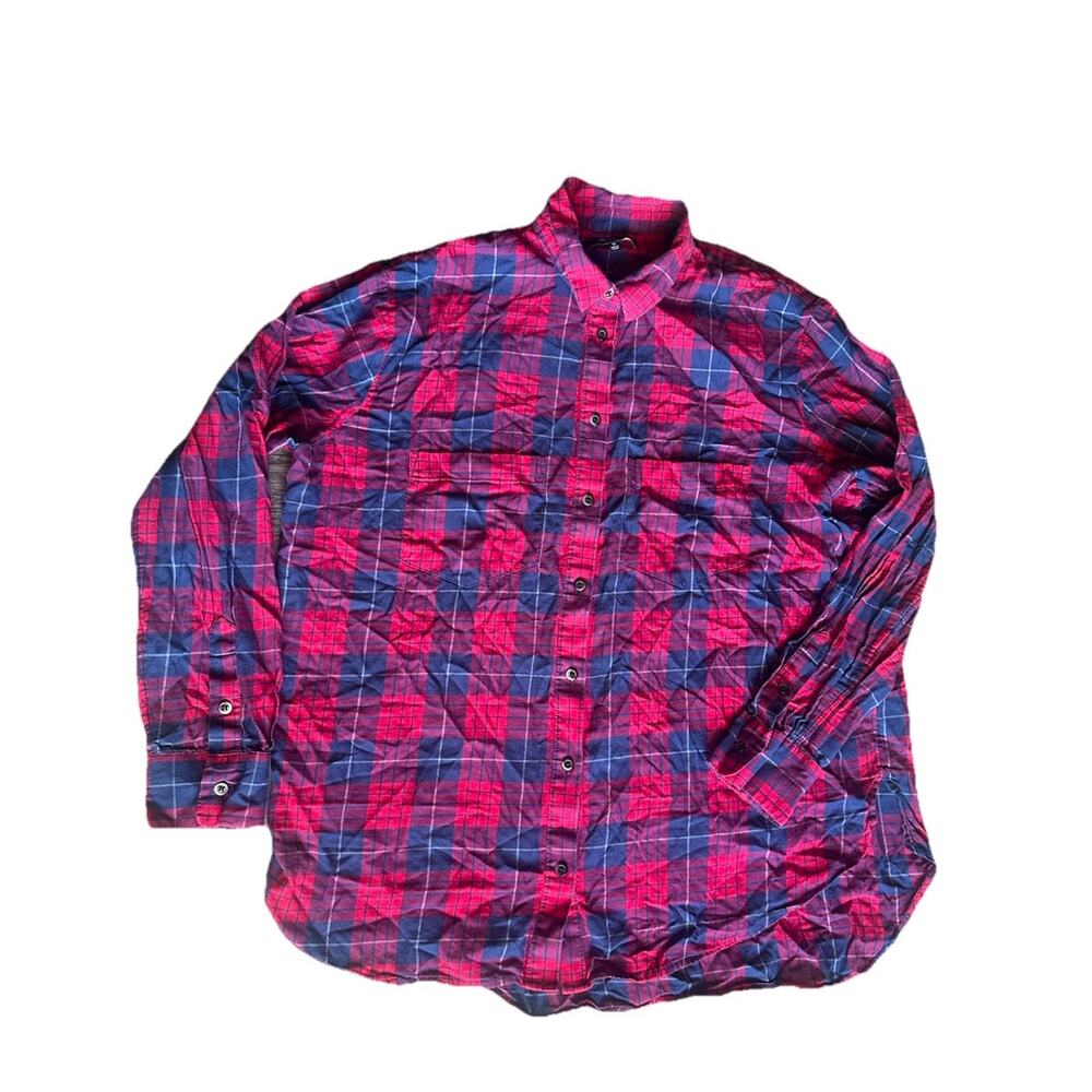 J.Crew Boy Fit Women's Size M Red / Blue Plaid Button-Up 100% Cotton Shirt - Picture 3 of 16